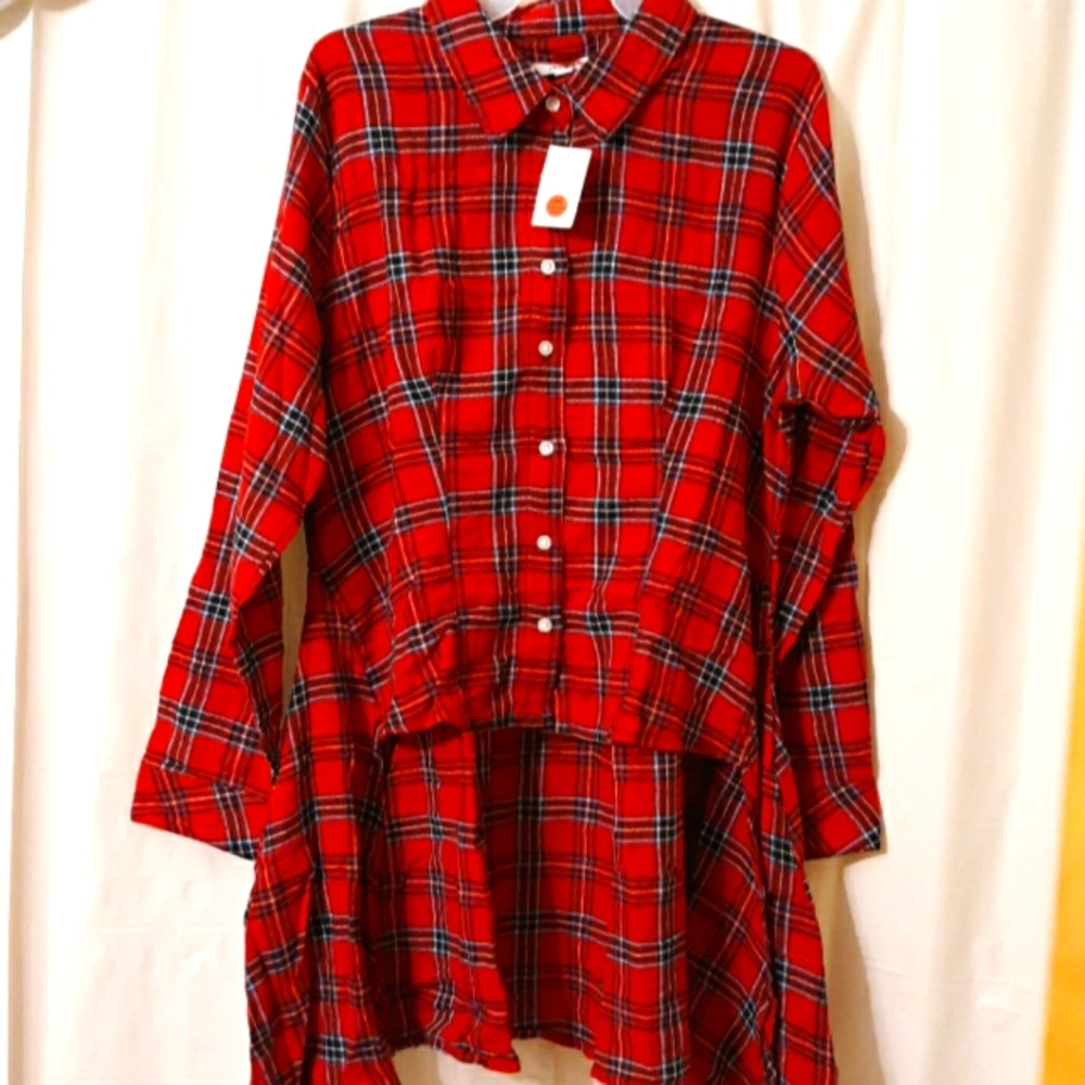 Plaid hi low shirt